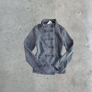 2010s grey fitted peacoat